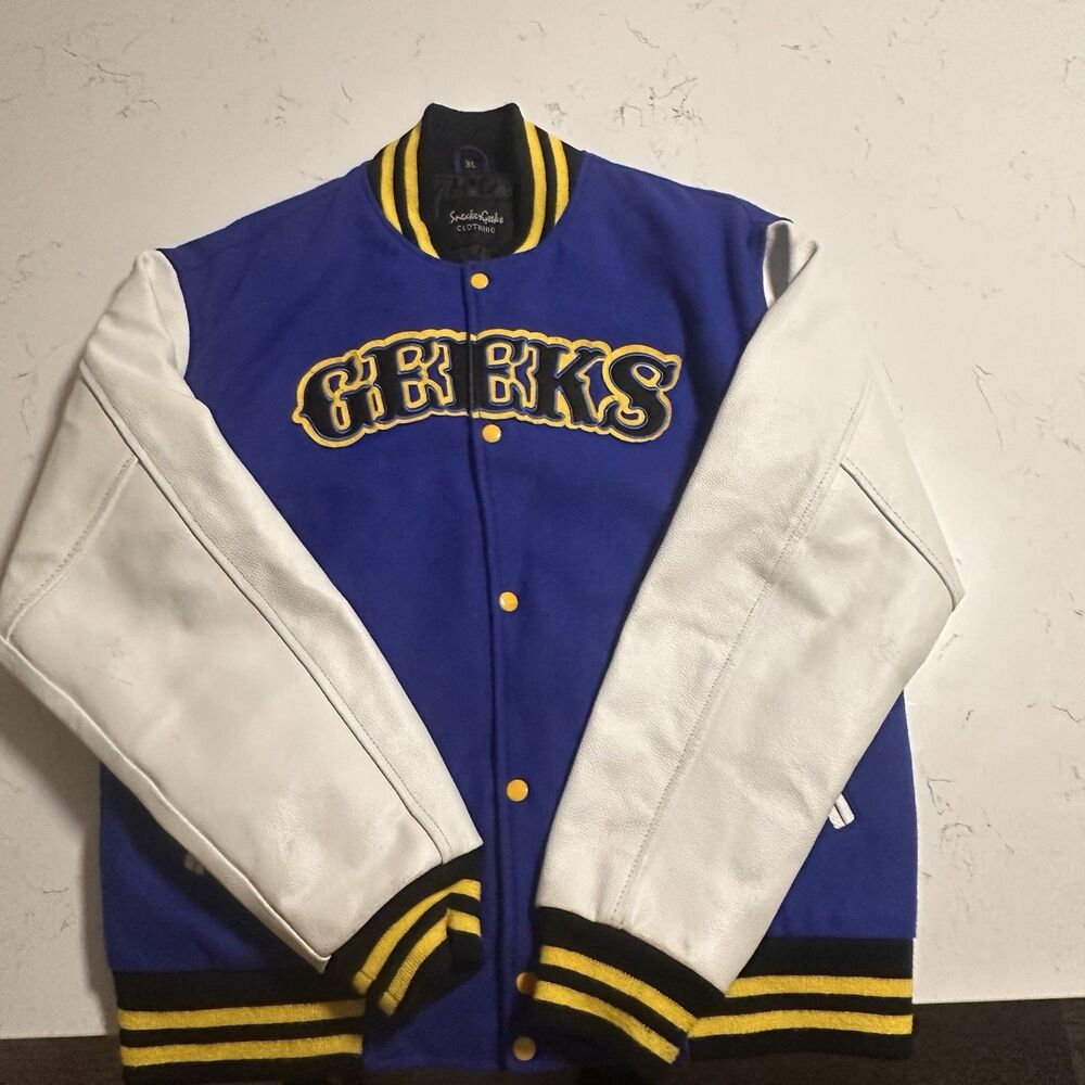 Sneaker Geek Wool Varsity Jacket Size XL Blue And White